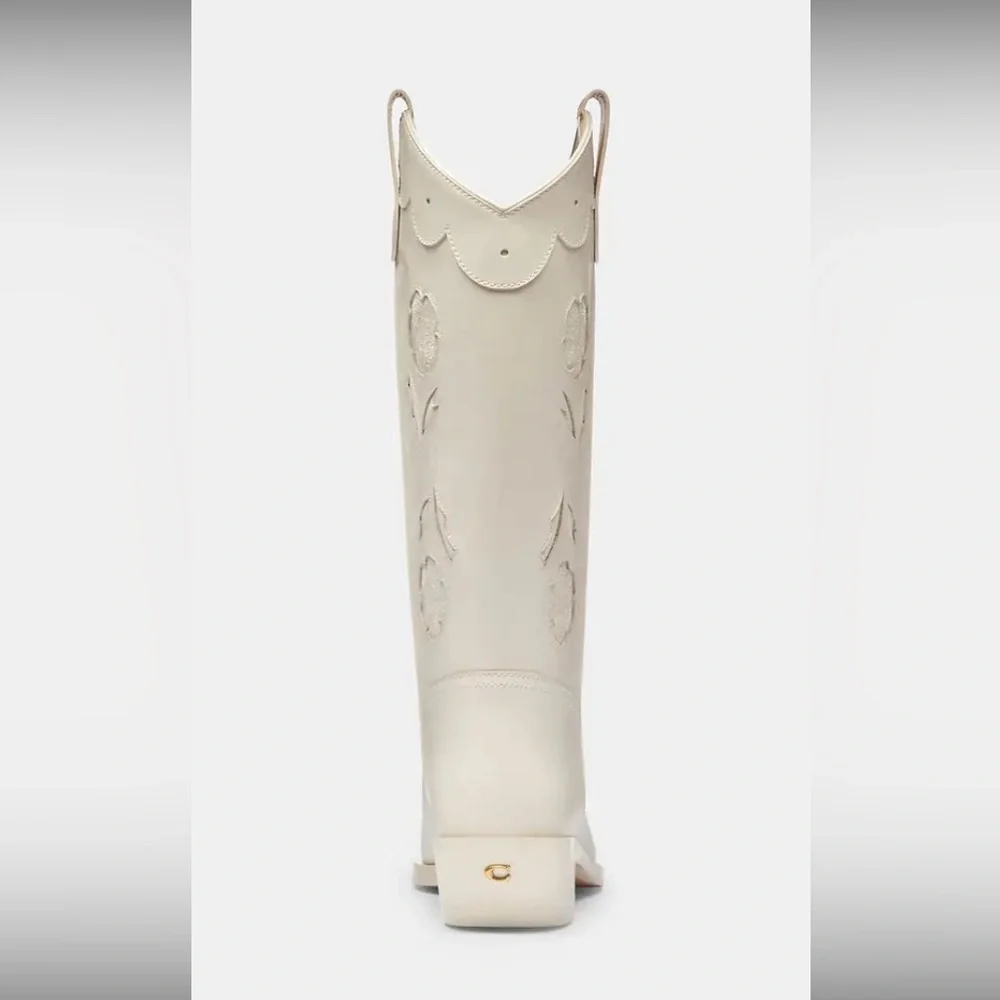 Coach Aria Chalk Floral Embroidered Women's Boots - Picture 3 of 8